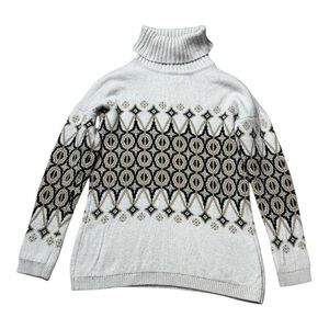 Boden Cream and Black Turtleneck Sweater